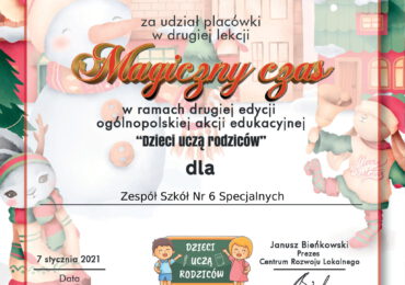 Magiczny czas - druga lekcja ogólnopolskiej akcji "Dzieci uczą rodziców"