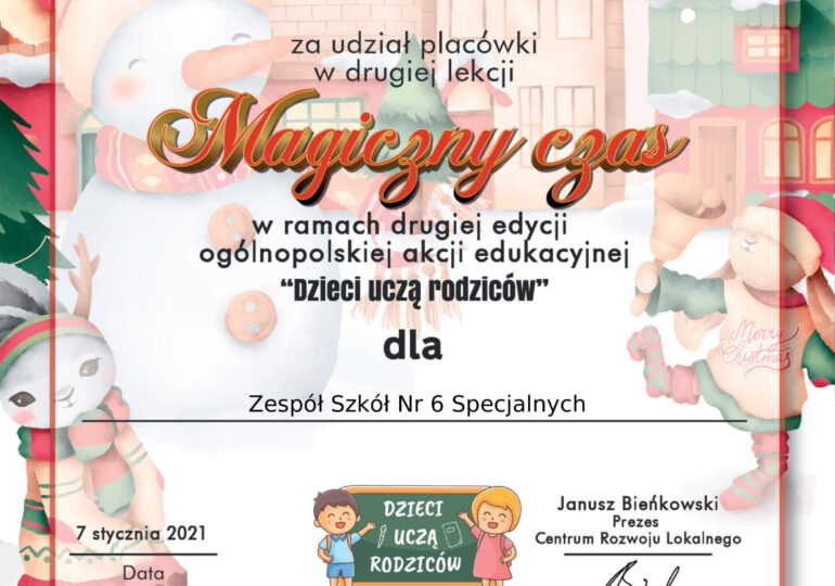 Magiczny czas - druga lekcja ogólnopolskiej akcji "Dzieci uczą rodziców"