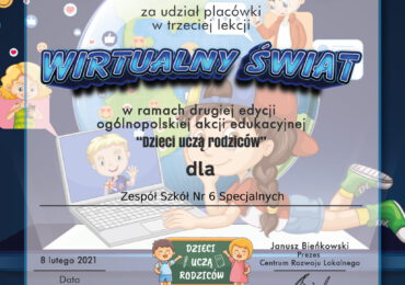 Wirtualny świat - trzecia lekcja ogólnopolskiej akcji "Dzieci uczą rodziców"